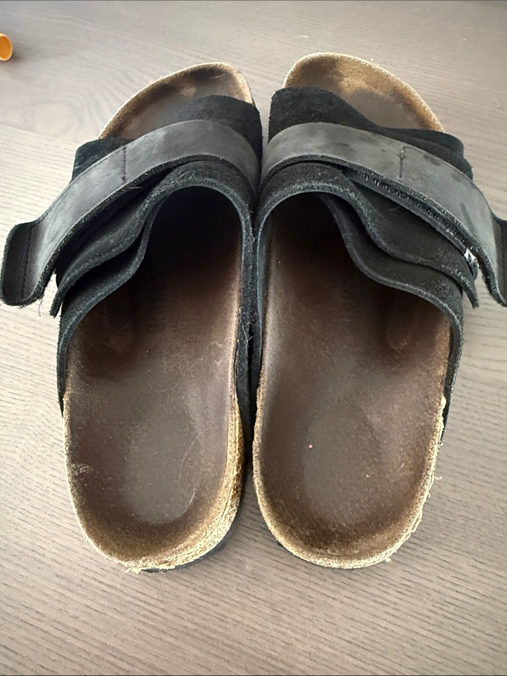 Birkenstock Kyoto Slide Black Suede Crossover Strap Sandals - Picture 2 of 5